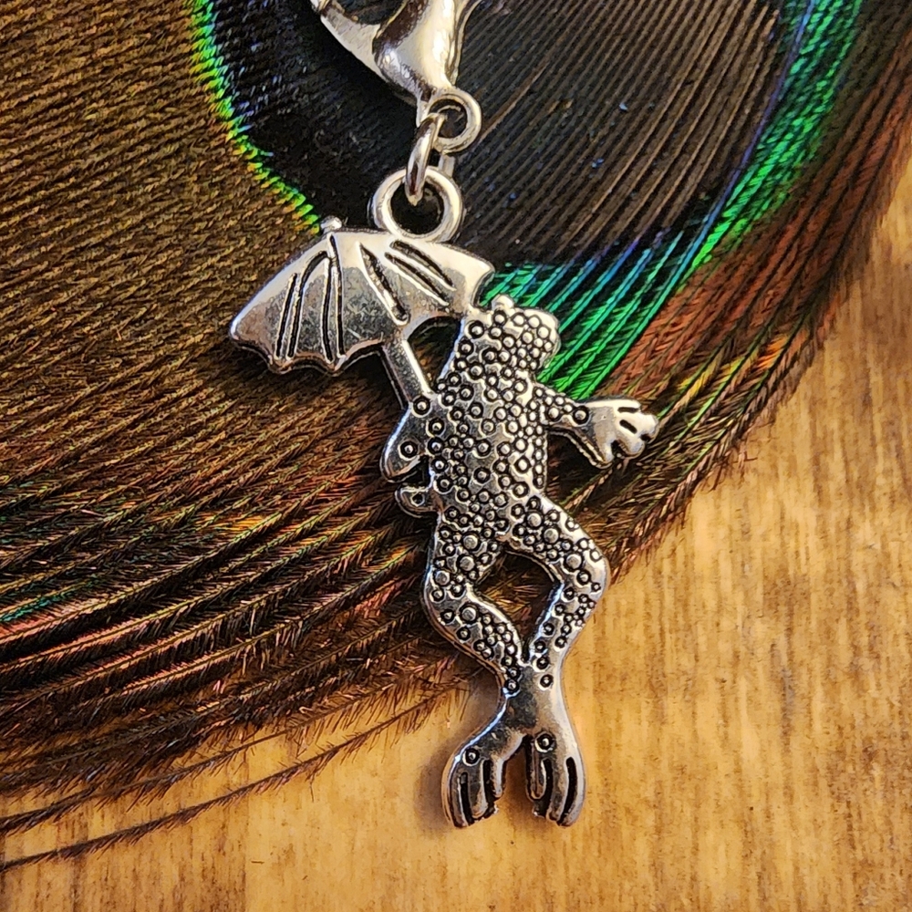 Frog with Umbrella Charm for Frog Charm Bracelet Fairy Princess Toad Charm - Picture 6 of 10